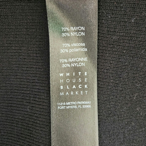 White House Black Market V-Neck Ribbed Sweater Black Women’s Medium - Picture 5 of 7